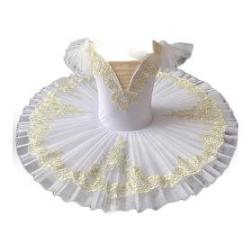 Girls Ballet Tutu Dress White Kids Embroidery Sequin Ballet Dance Gauze Skirt Swan Dancing Costume