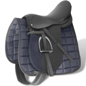 Horse Riding Saddle Set 17.5" Real leather Black 4.7" 5-in-1