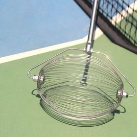 Portable Tennis Ball Picker Roller Type Basket Picking Without Bending (Color: Silver)