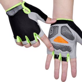 HOT Cycling Anti-slip Anti-sweat Men Women Half Finger Gloves Breathable Anti-shock Sports Gloves Bike Bicycle Glove (Color: Type B--Green, size: XL)