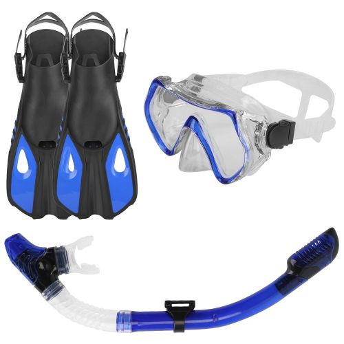 Snorkeling Gear Mask Fin Snorkel Set with Diving Mask Dry Top Snorkel Adjustable Swim Fins for Swimming Snorkeling Travel Diving Snorkeling Gear Mask Fin Snorkel Set with Diving Mask Dry Top Snorkel Adjustable Swim Fins for Swimming Snorkeling Travel Diving