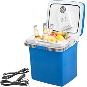 Camping Travel & Picnics Portable Car Refrigerator Mini Fridge Freezer (Capacity: 28 Quart, Color: Blue)