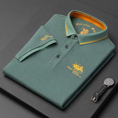 Embroidered cotton polo shirt men's high-end luxury summer casual Lapel short sleeve T-shirt