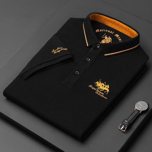 Embroidered cotton polo shirt men's high-end luxury summer casual Lapel short sleeve T-shirt
