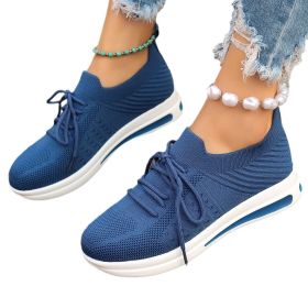 Women's Fashion Casual Fly-knit Sneakers (Option: Blue-36)