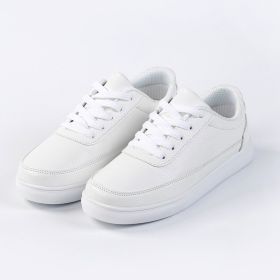 Men's Fashion Casual Thick Bottom Hight Increasing Board Shoes (Option: White-35)