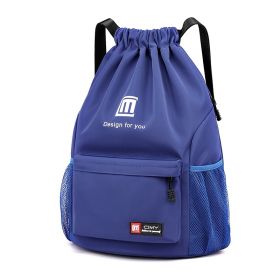 Travel Backpack Women's Large Capacity Travel Exercise Bag Drawstring Bag Drawstring Bag Oxford Waterproof (Option: Blue-S)