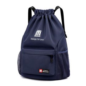 Travel Backpack Women's Large Capacity Travel Exercise Bag Drawstring Bag Drawstring Bag Oxford Waterproof (Option: Dark Blue-S)