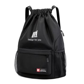 Travel Backpack Women's Large Capacity Travel Exercise Bag Drawstring Bag Drawstring Bag Oxford Waterproof (Option: Black-S)