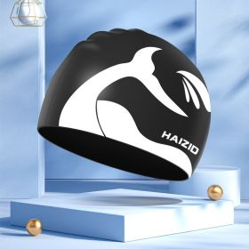 High Elastic Rubber Swim Cap With Waterproof Ear Protectors (Color: Black)