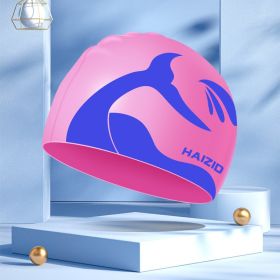 High Elastic Rubber Swim Cap With Waterproof Ear Protectors (Color: Pink)